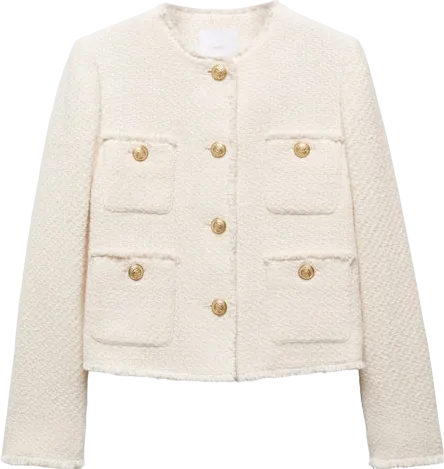 MANGO Cream Pocket Tweed Jacket BNWT UK M