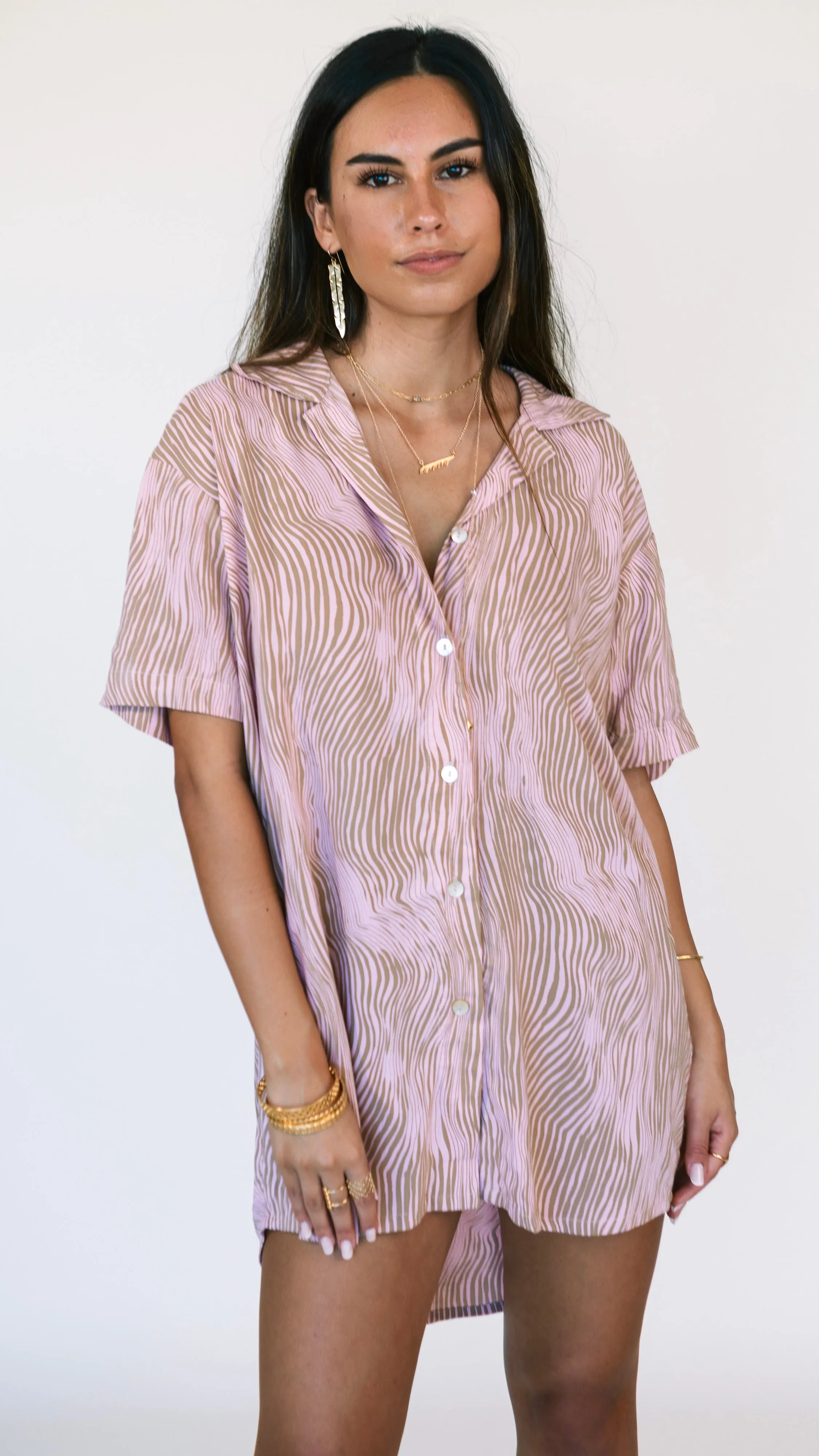 Maui Shirt Dress / Wavy Blush