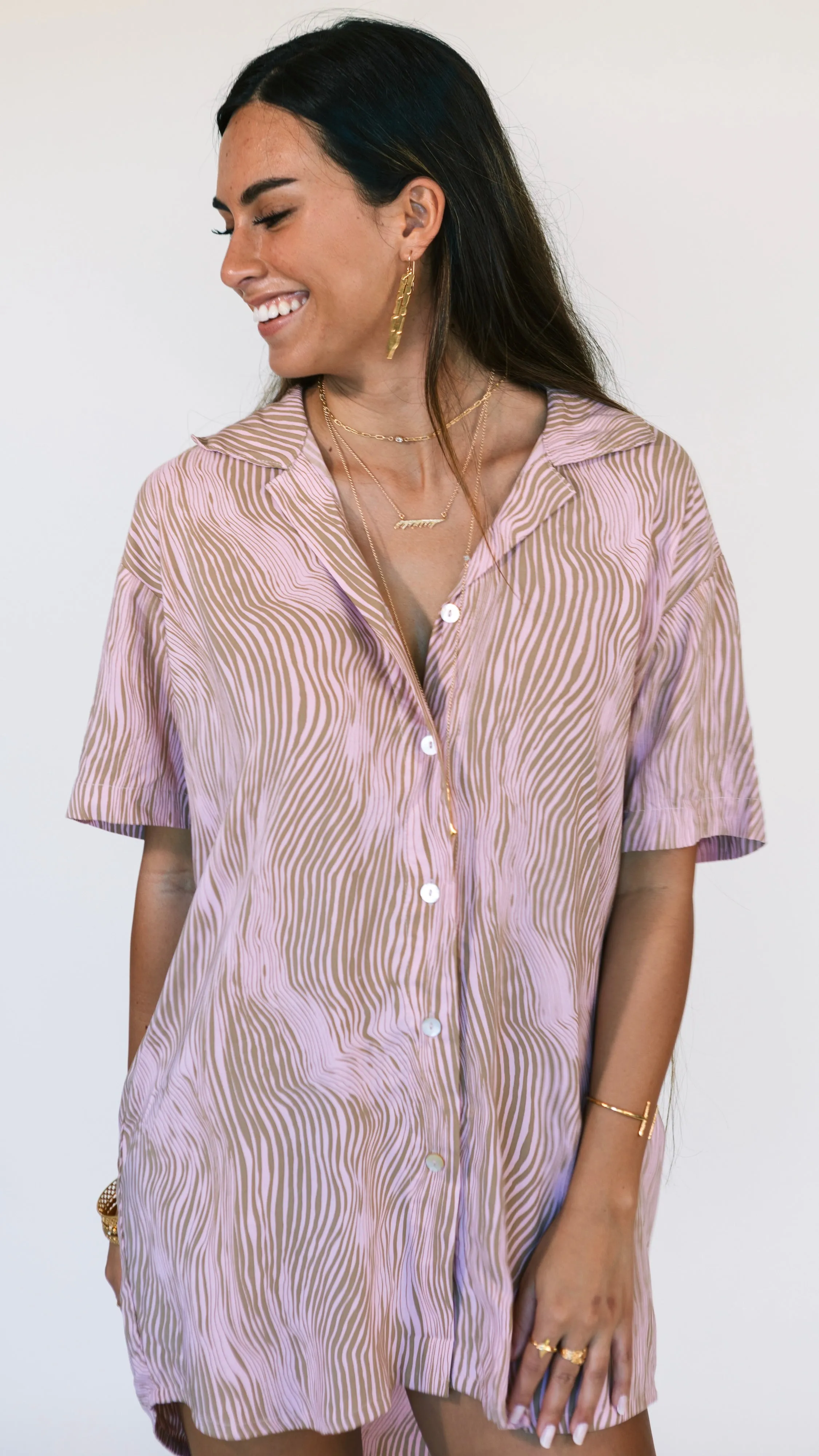 Maui Shirt Dress / Wavy Blush