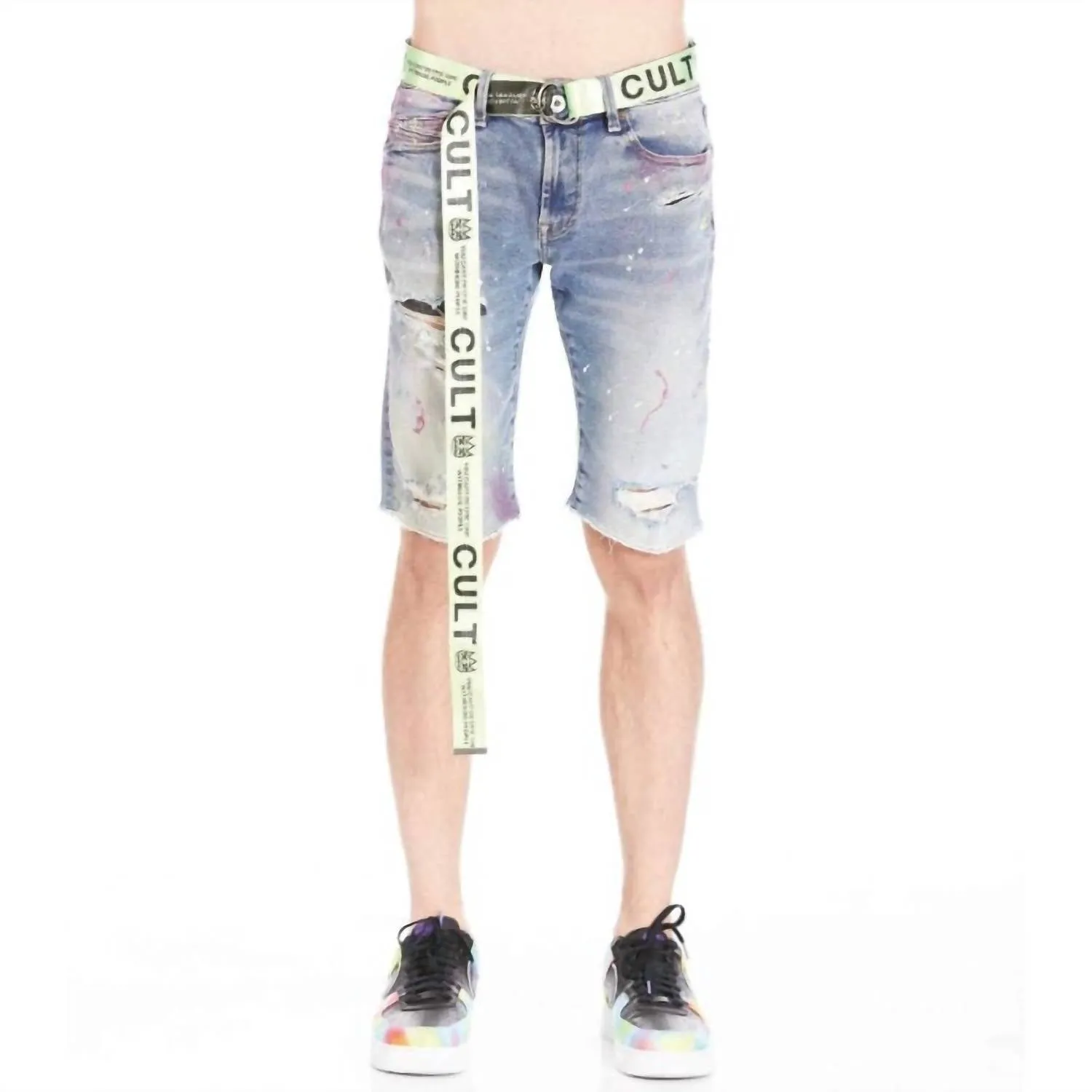 Men's Belted Rocker Shorts In Skittle