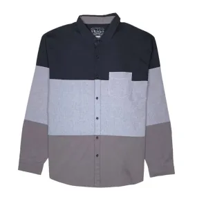 Men's Tri-Color Block Ls Button-Up Shirt In Black