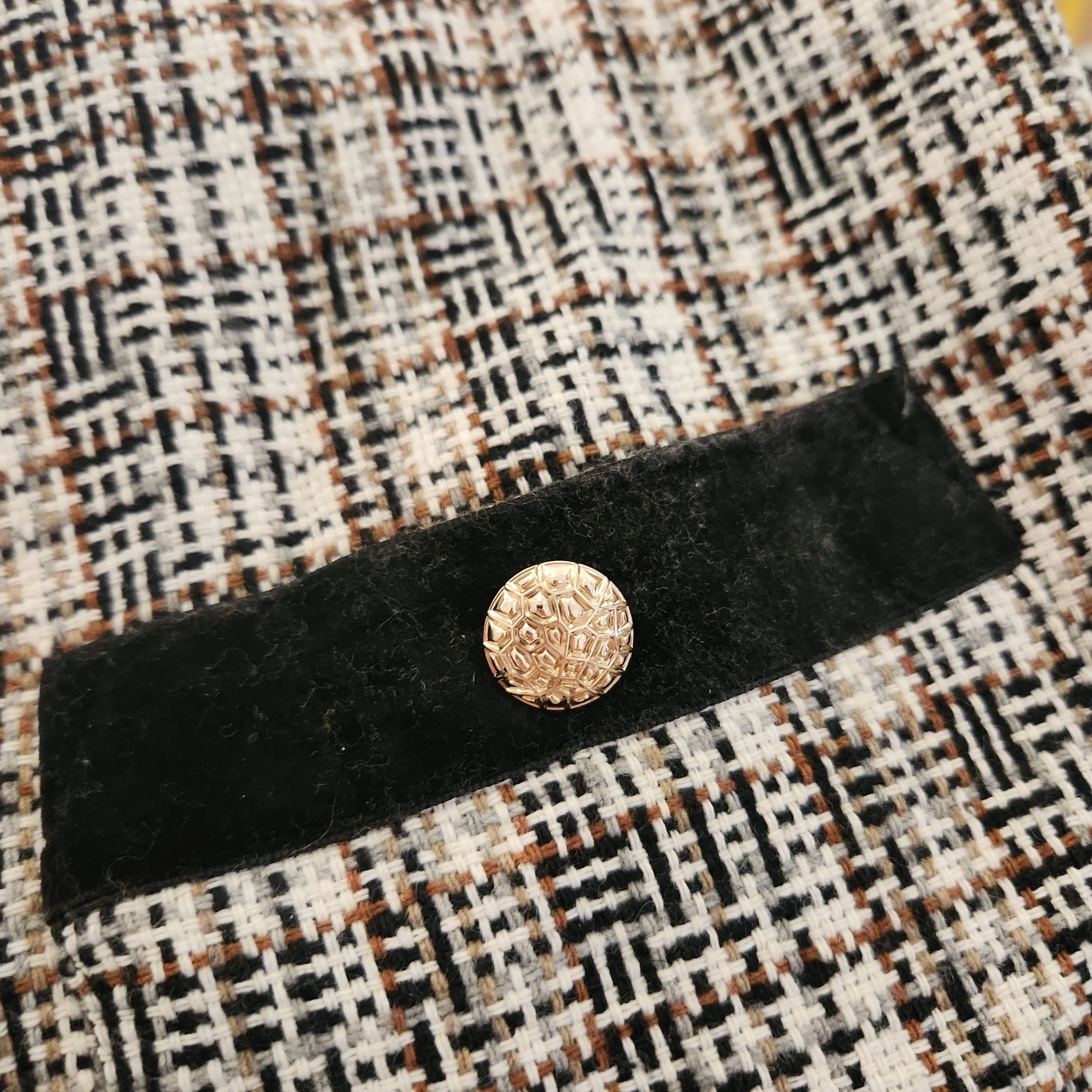 Moves Black and Brown Tweed Gold Button Jacket | Pre Loved |