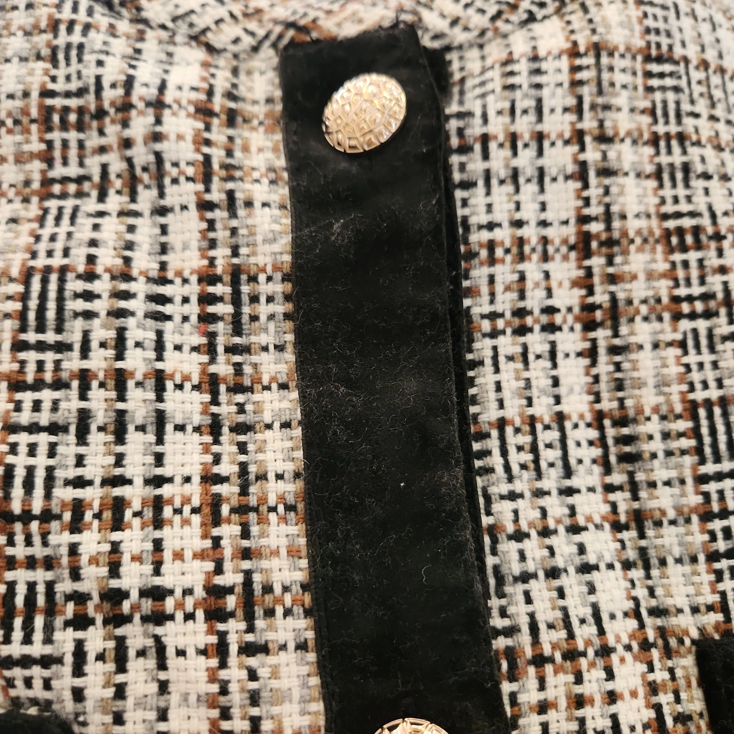 Moves Black and Brown Tweed Gold Button Jacket | Pre Loved |