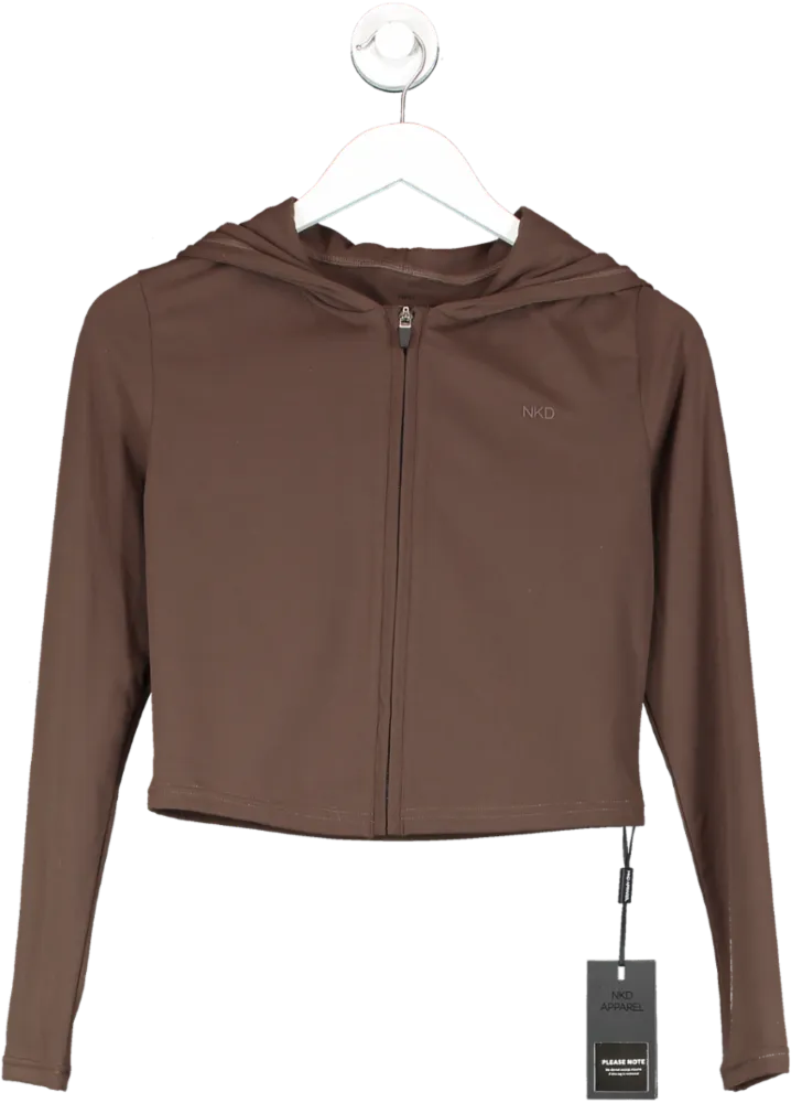 NKD Apparel Brown Zip Cropped Jacket UK M