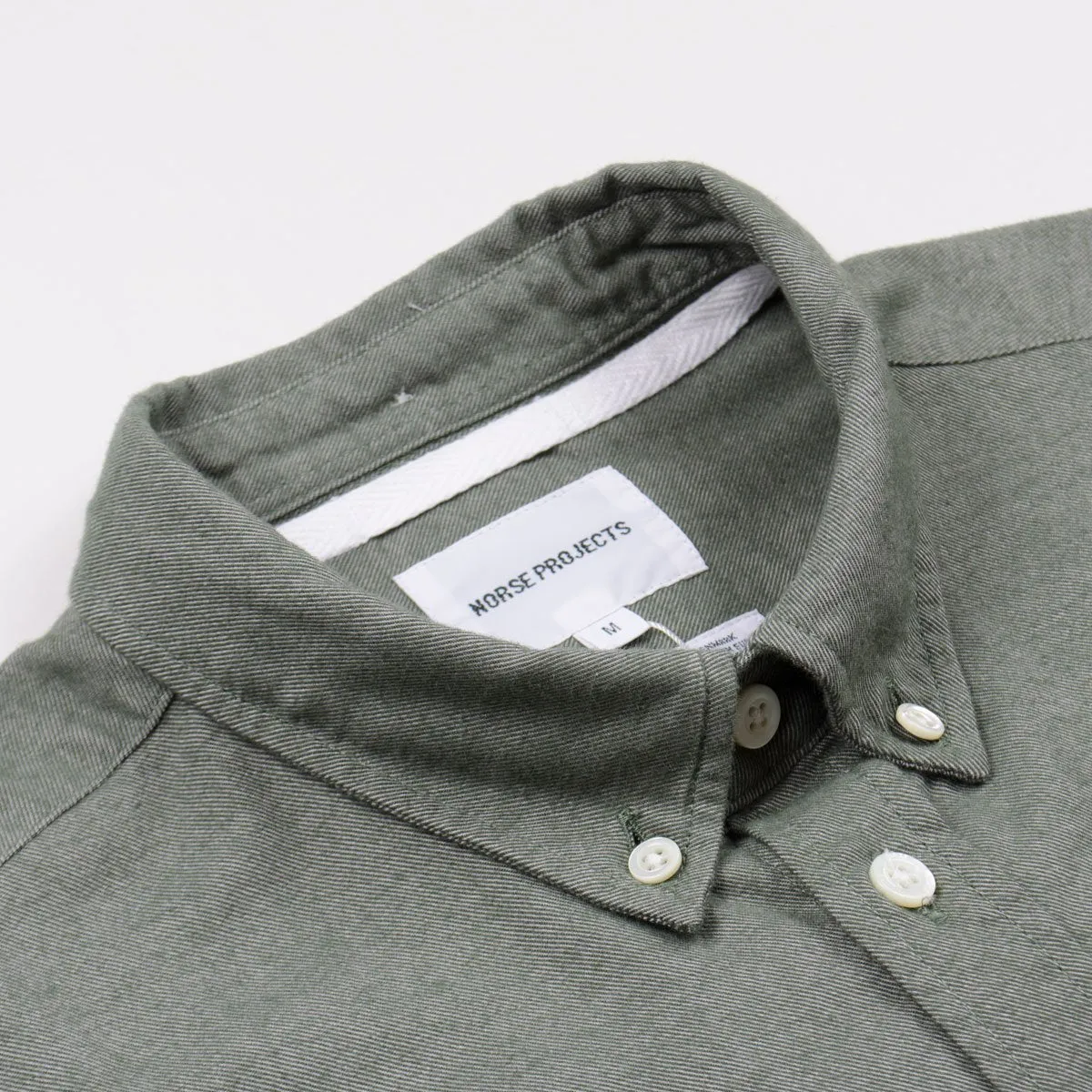 Norse Projects - Anton Brushed Flannel Shirt - Sitka Green