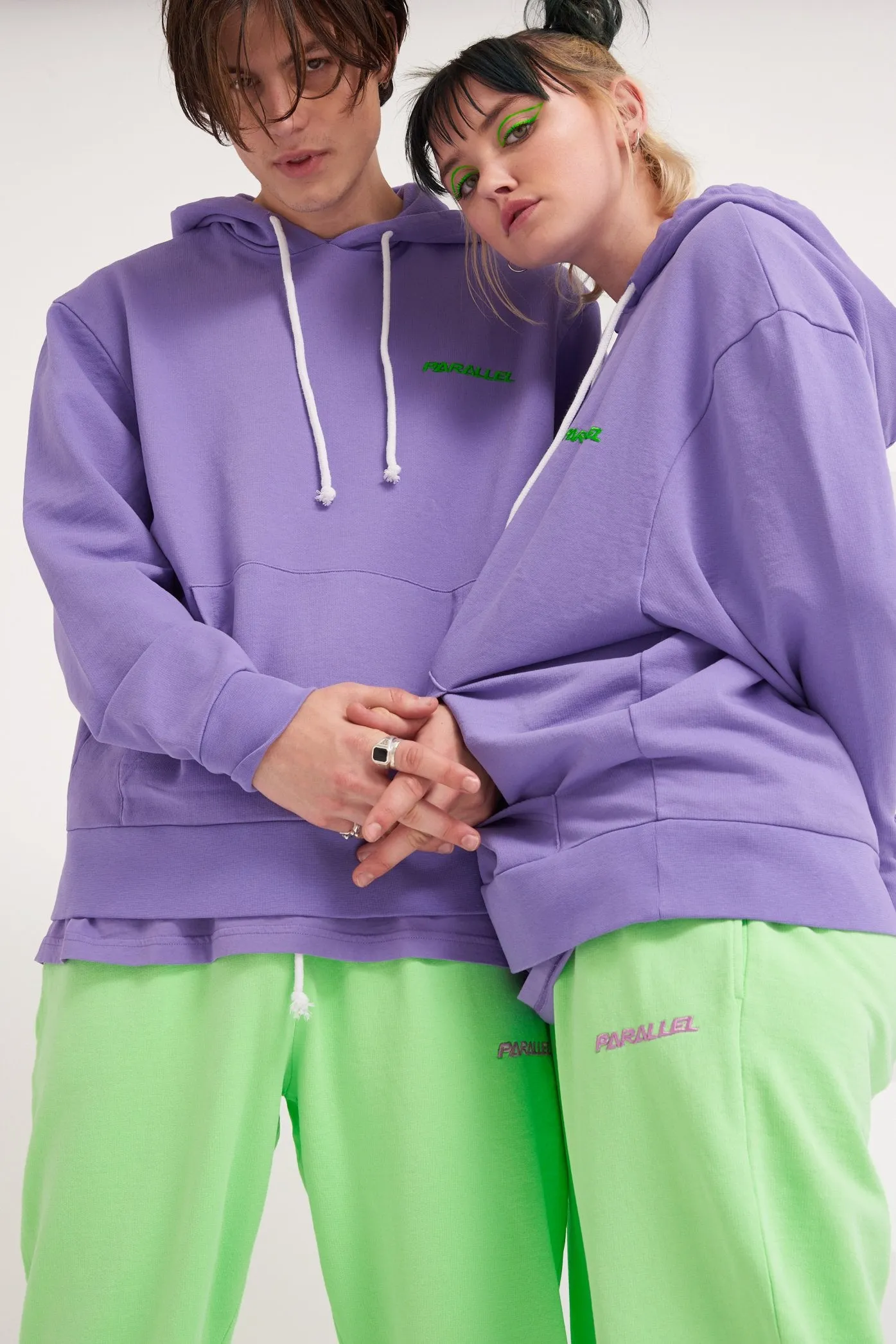 Parallel Purple Embroidered Hoodie