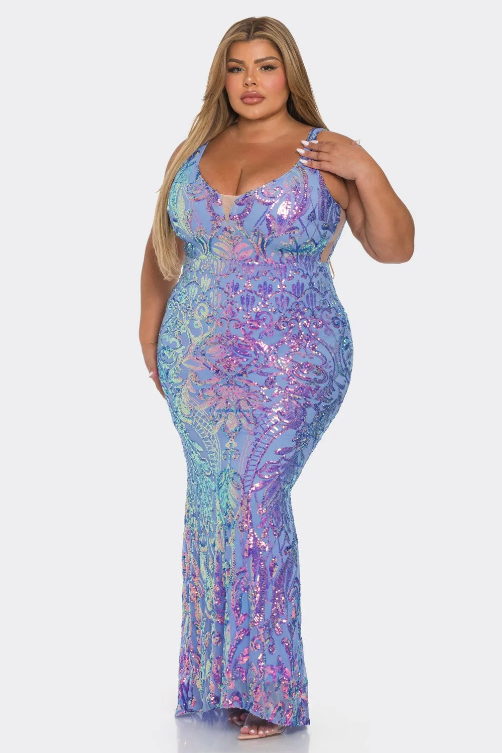 PLUS SIZE SEQUIN MERMAID MAXI DRESS