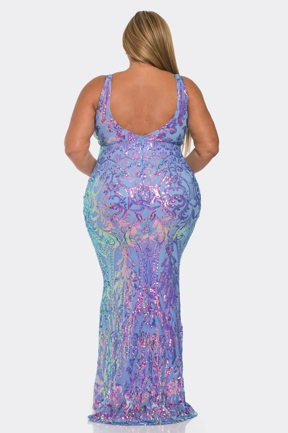 PLUS SIZE SEQUIN MERMAID MAXI DRESS