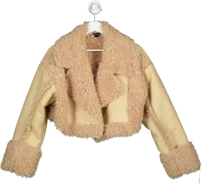 PrettyLittleThing Beige Faux Leather Jacket UK 8