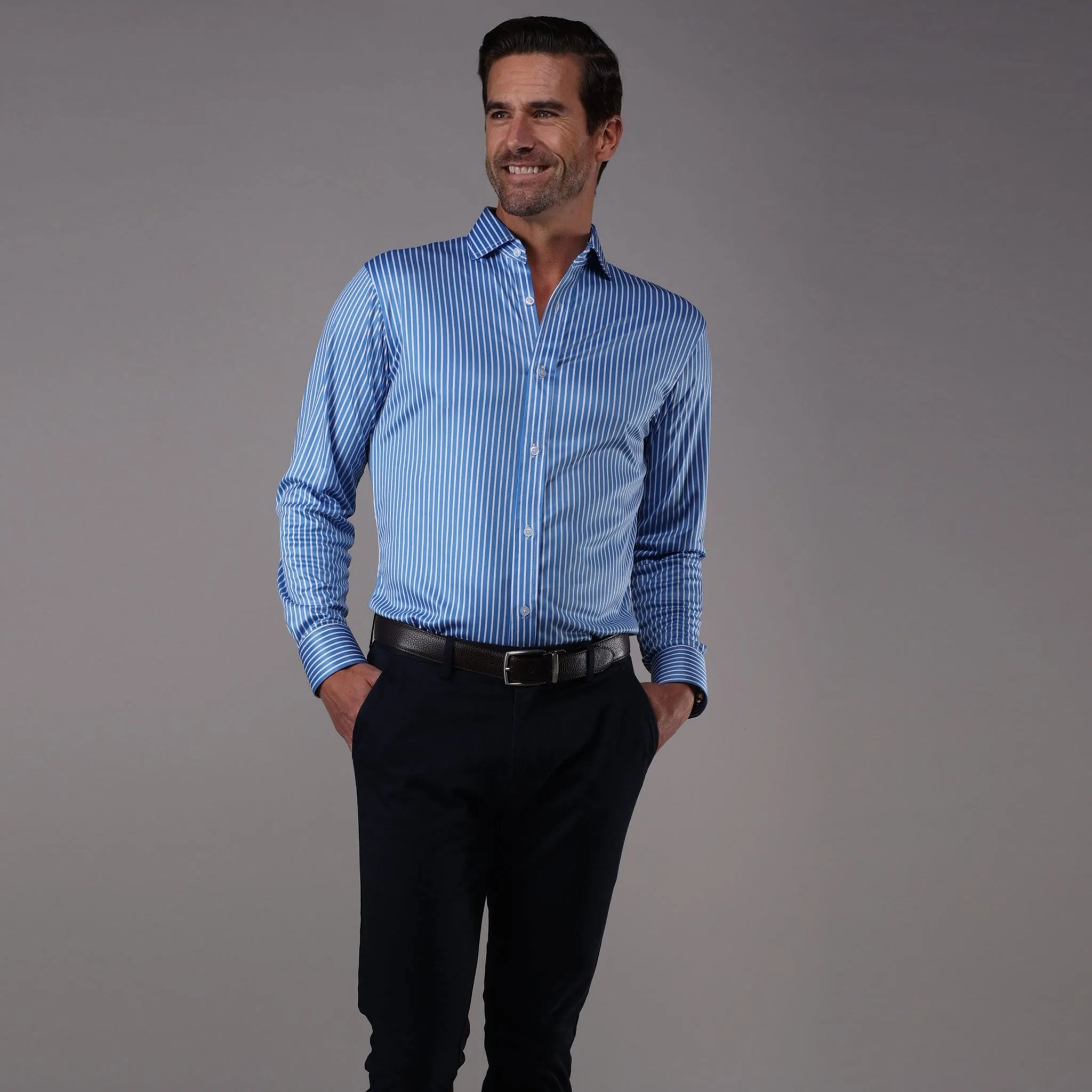 Quattro Flex Dress Shirt with Semi-Spread Collar The Wall St.