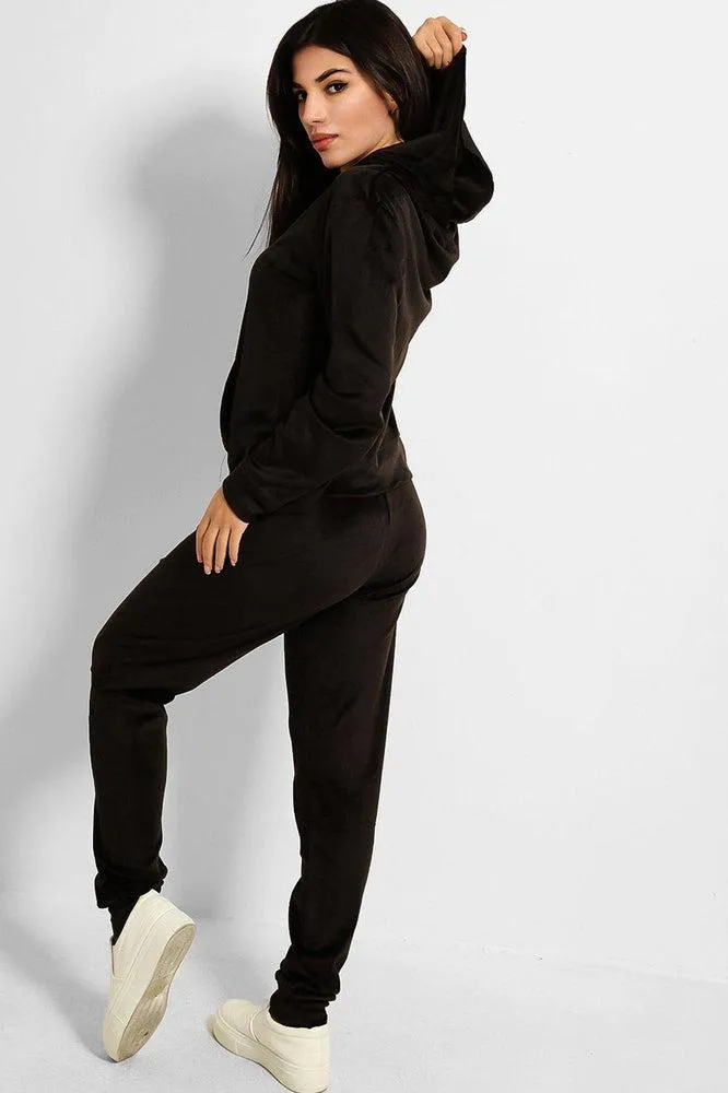 Ring Pull Zipper Front Velour Tracksuit