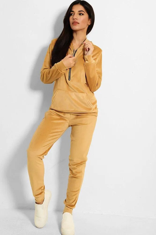 Ring Pull Zipper Front Velour Tracksuit