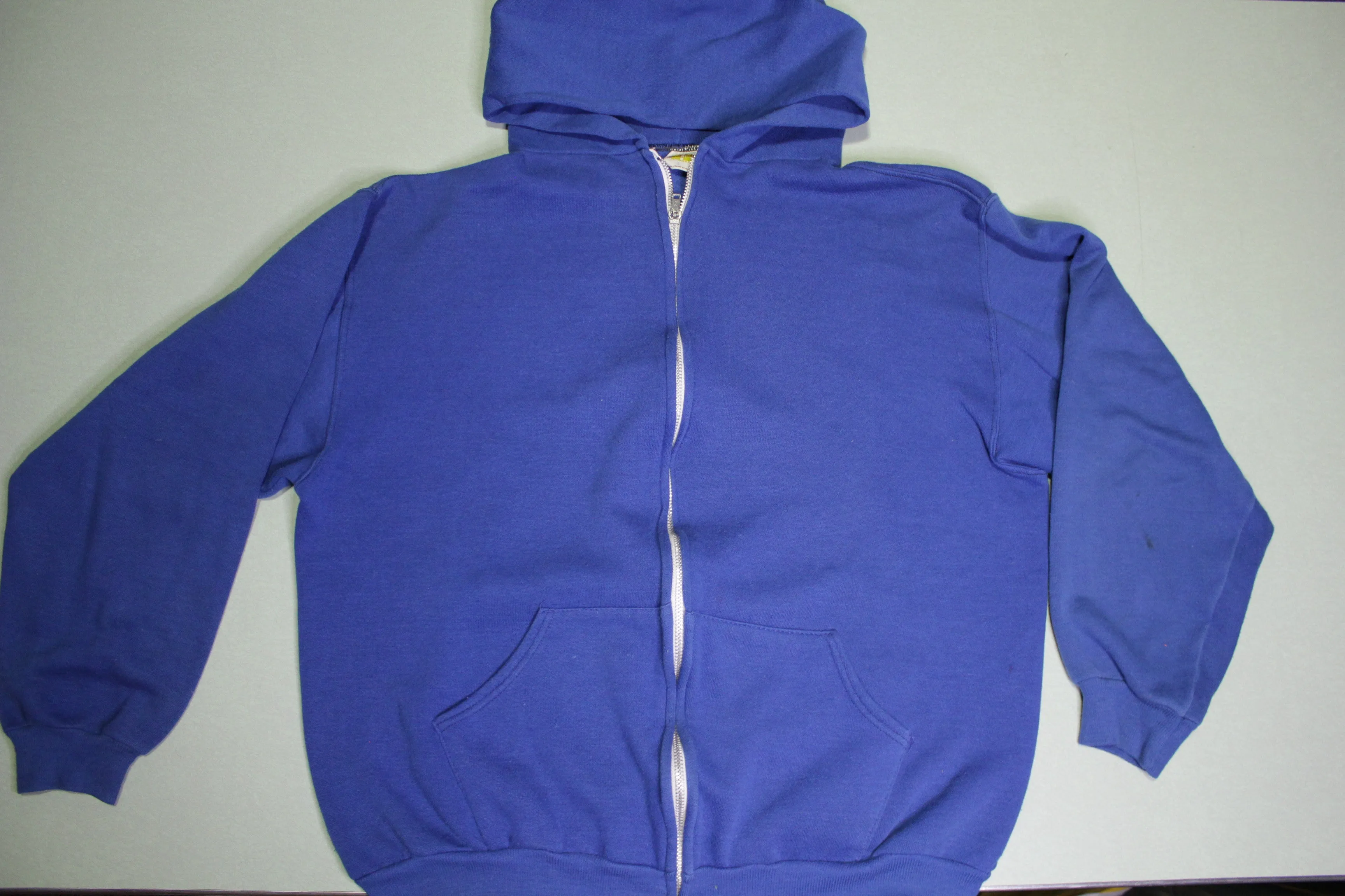 Russell Athletic Made in USA Vintage 80's Blue Zip Up Hoodie Sweatshirt