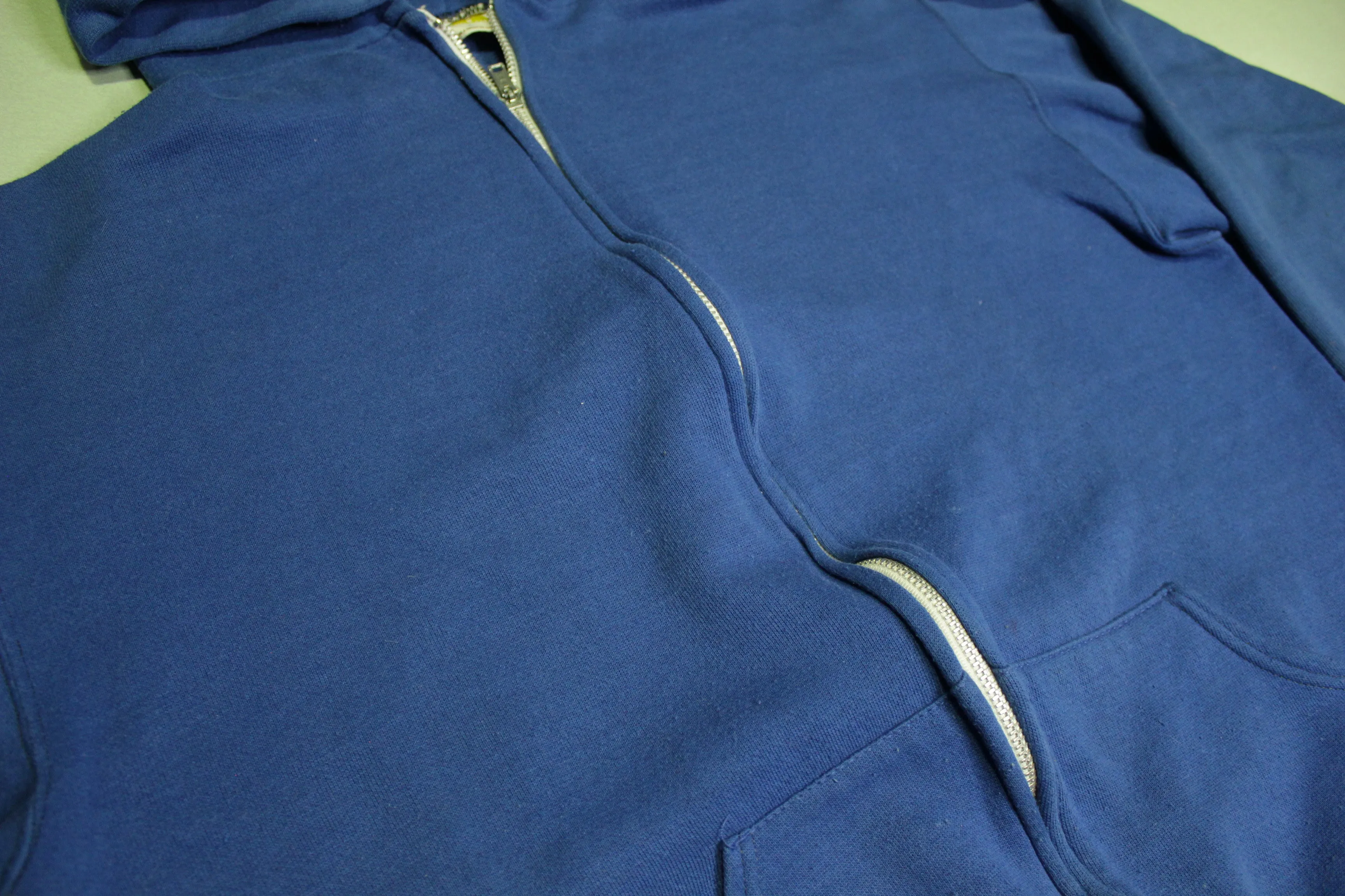 Russell Athletic Made in USA Vintage 80's Blue Zip Up Hoodie Sweatshirt