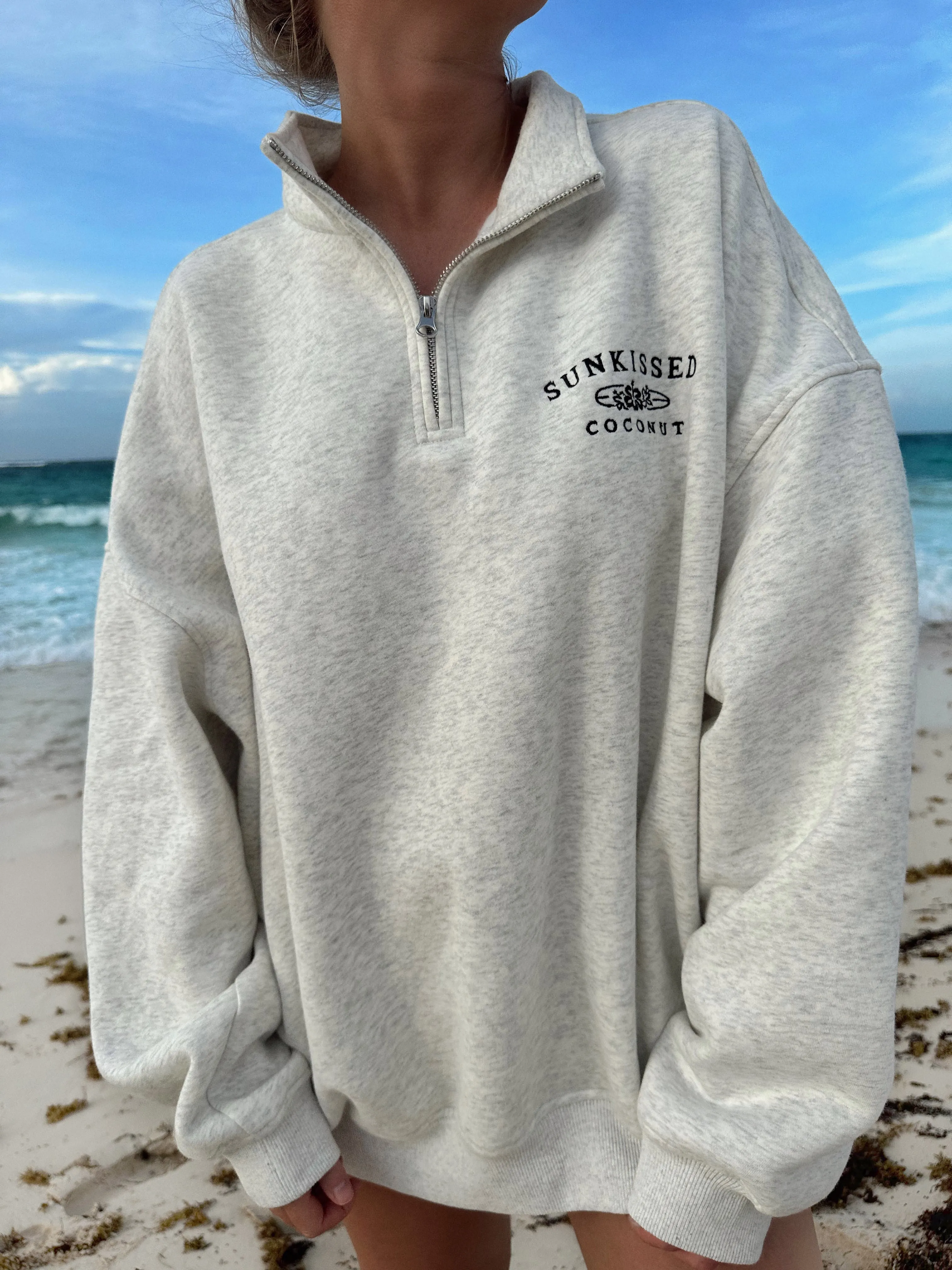 Salty Grey Quarter-Zip Sweatshirt