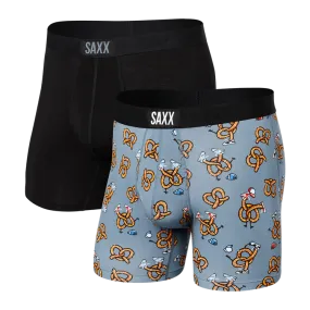 SAXX Men's Vibe 2-Pack Boxer Brief Underwear - Pretzel B-Boyz/Black