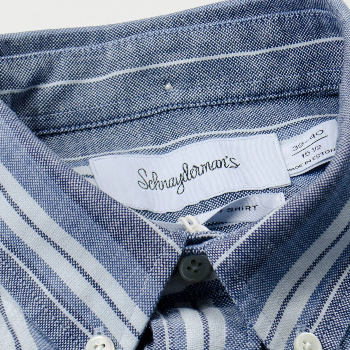 Schnayderman's - Oxford Indigo Stripe Shirt - Blue & White