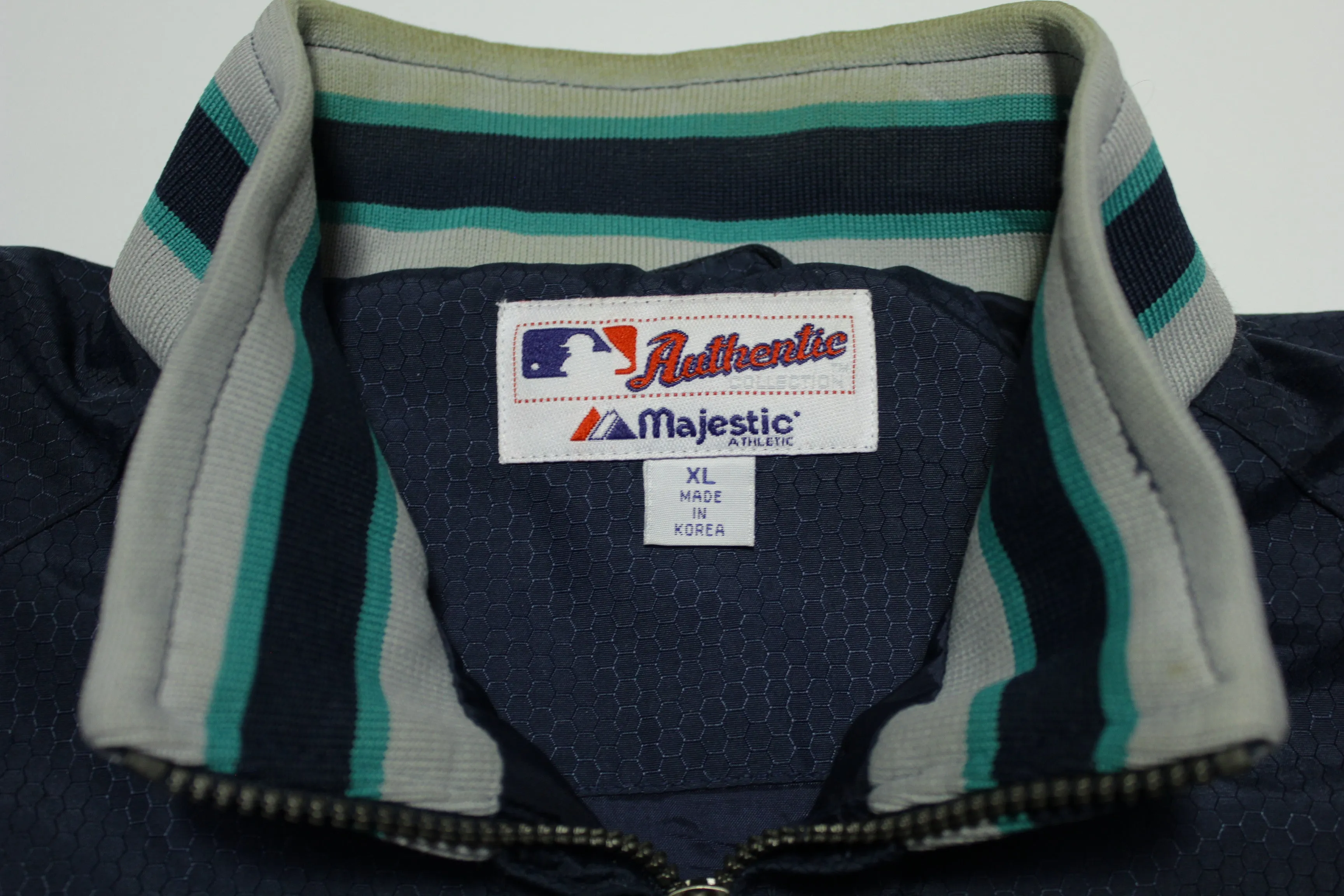 Seattle Mariners Majestic Striped Zip Up Windbreaker Jacket