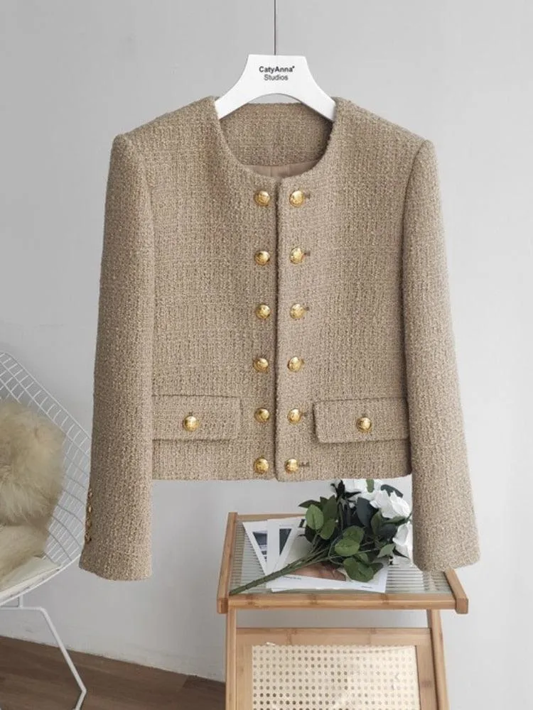 Short Double Breasted Tweed Jacket