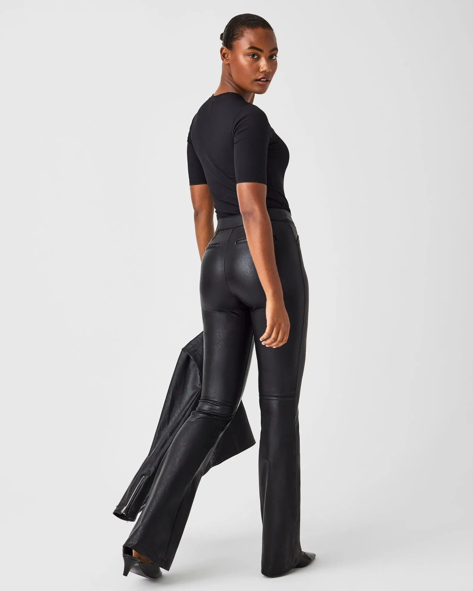 Spanx Leather-Like Flare Pant- Black