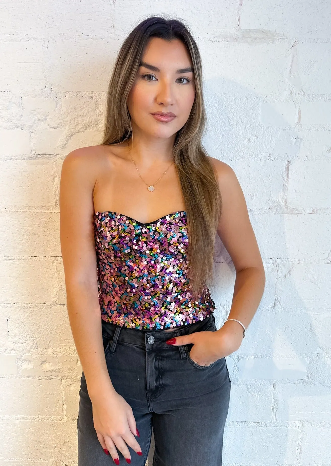 Starry Night Sequin Tube Top