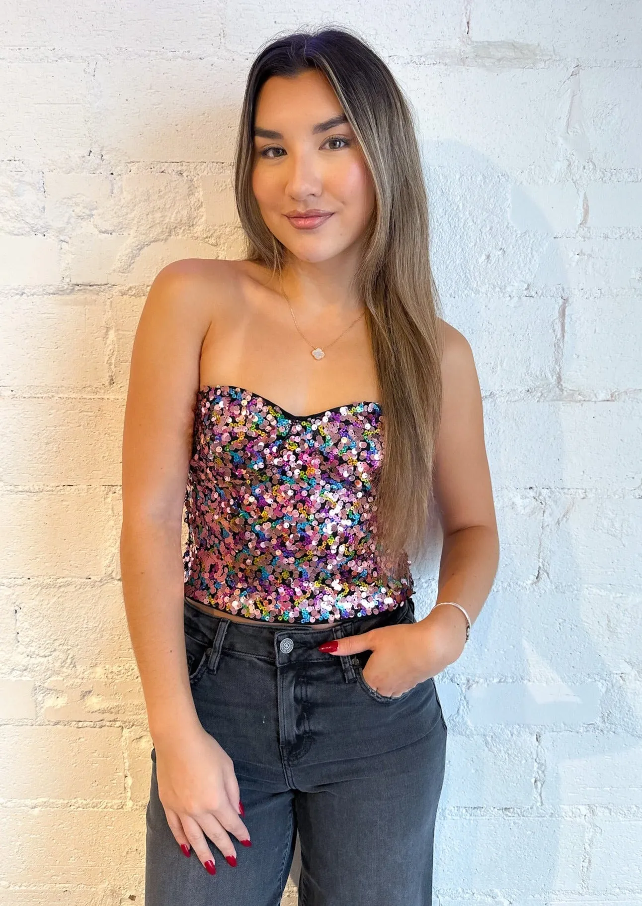 Starry Night Sequin Tube Top