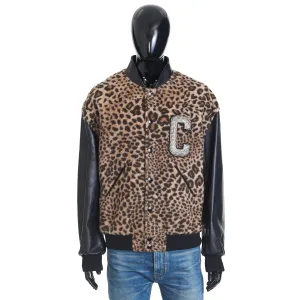 Teddy Jacket In Leopard-print Fleece With Embroidered Patch