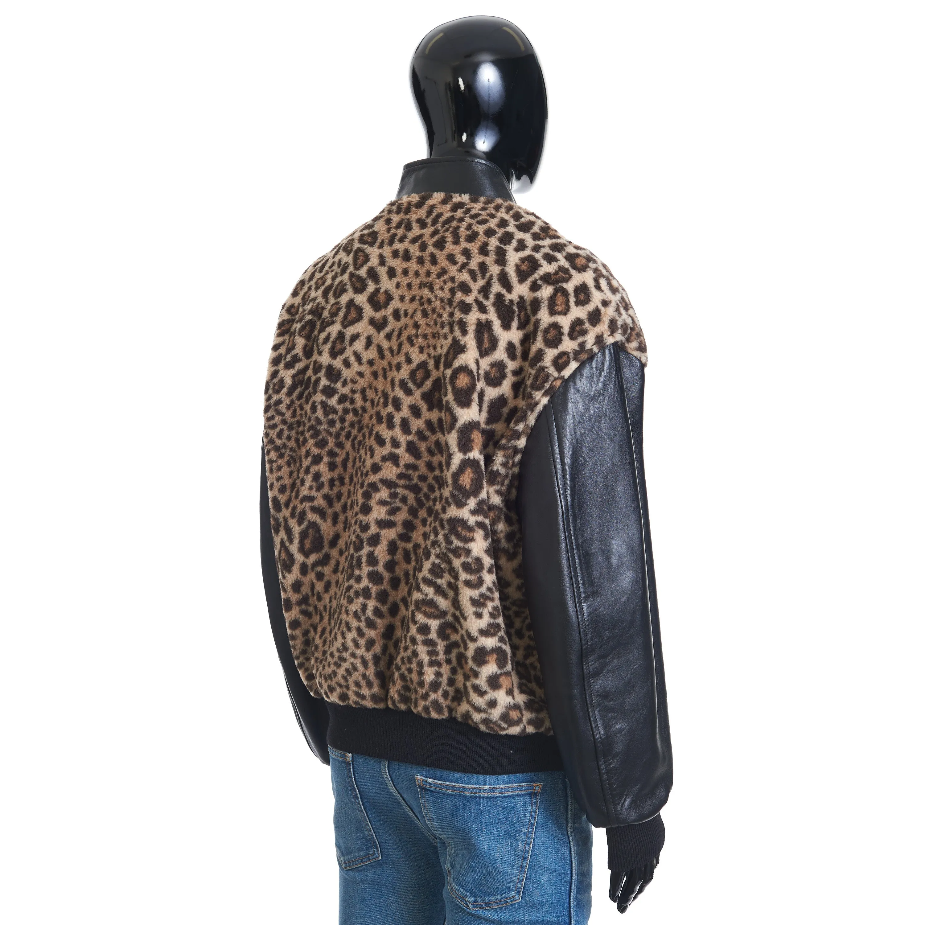 Teddy Jacket In Leopard-print Fleece With Embroidered Patch