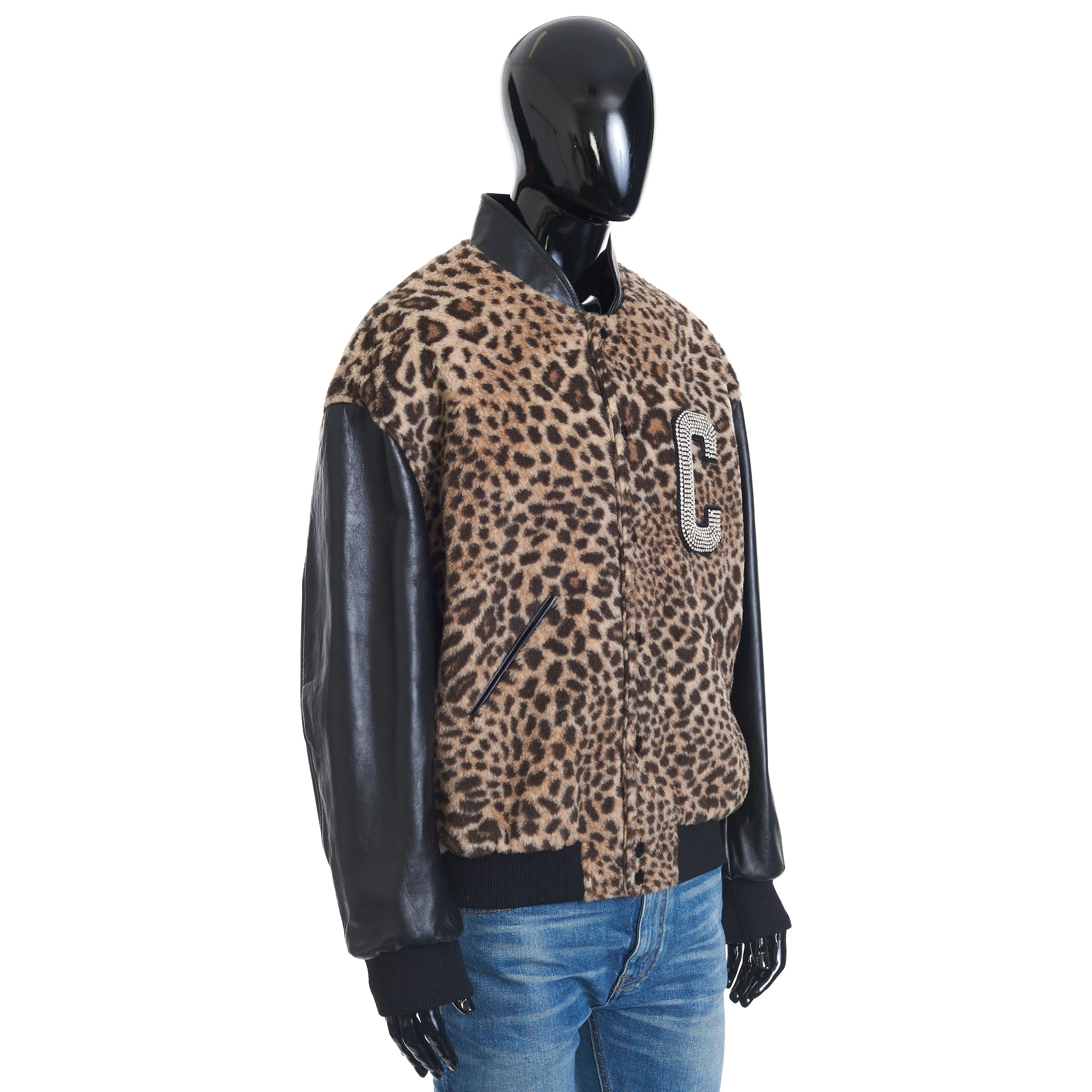 Teddy Jacket In Leopard-print Fleece With Embroidered Patch