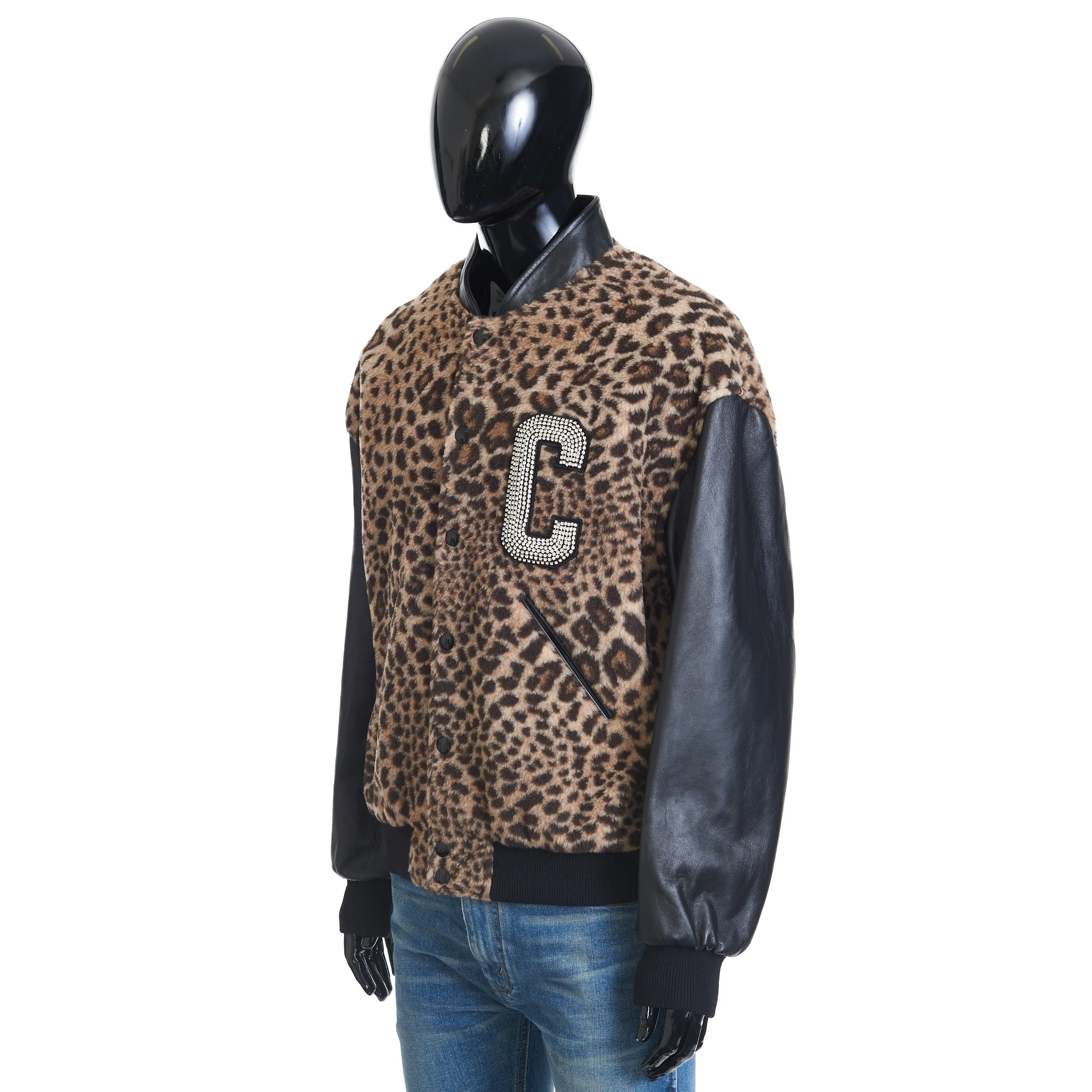 Teddy Jacket In Leopard-print Fleece With Embroidered Patch