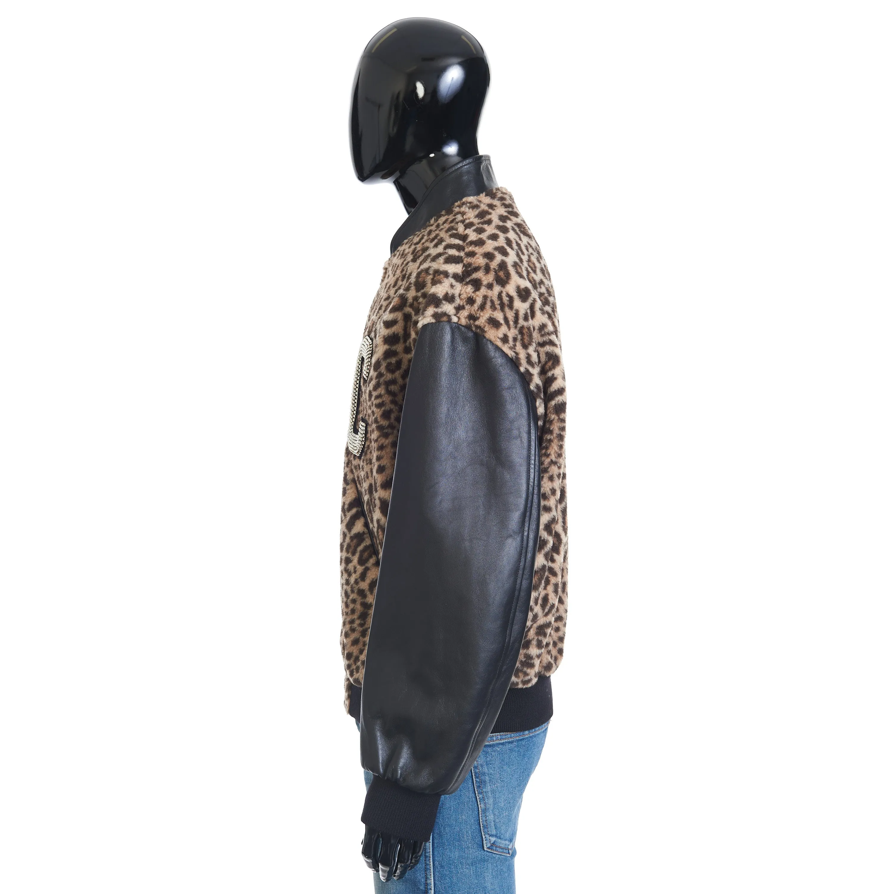 Teddy Jacket In Leopard-print Fleece With Embroidered Patch