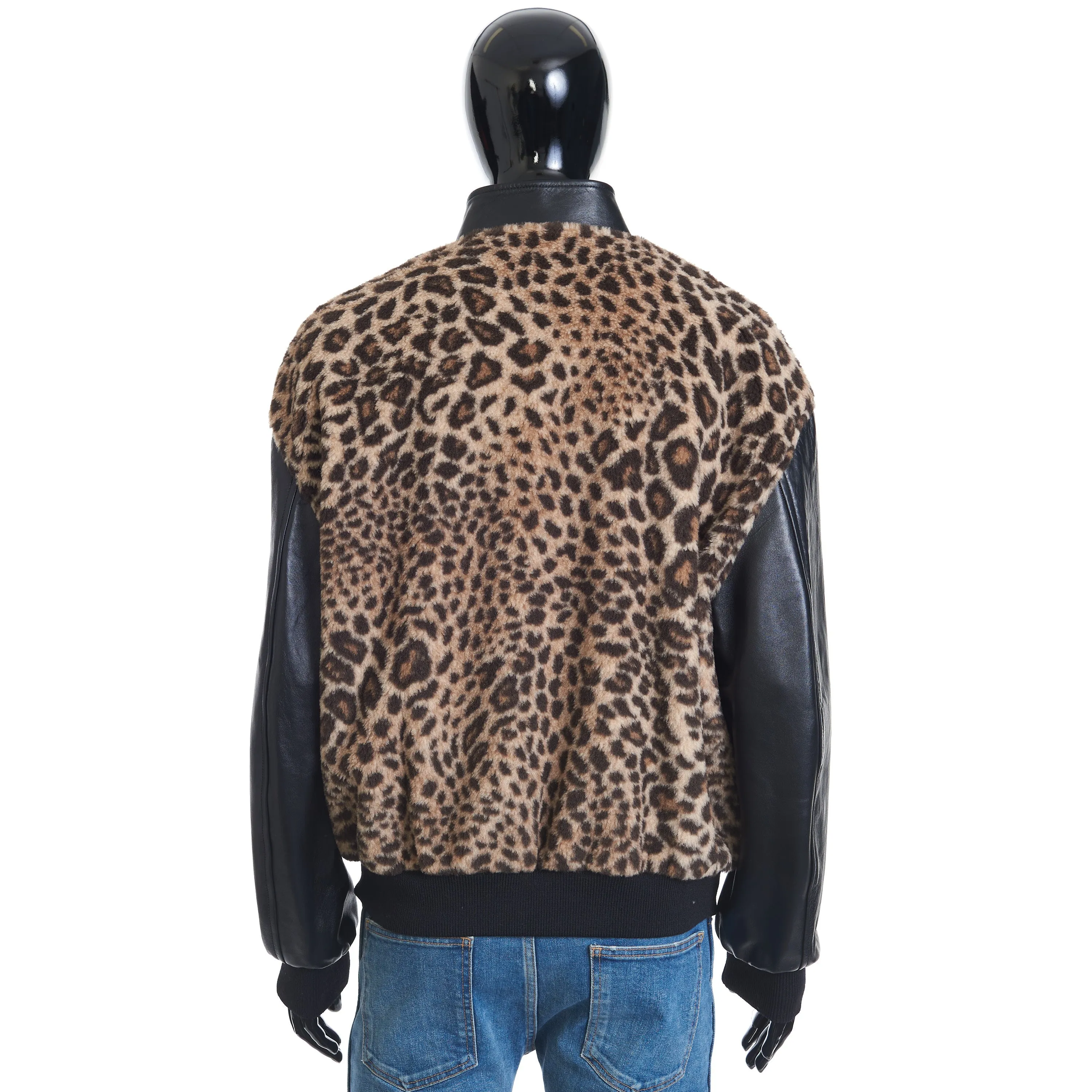 Teddy Jacket In Leopard-print Fleece With Embroidered Patch