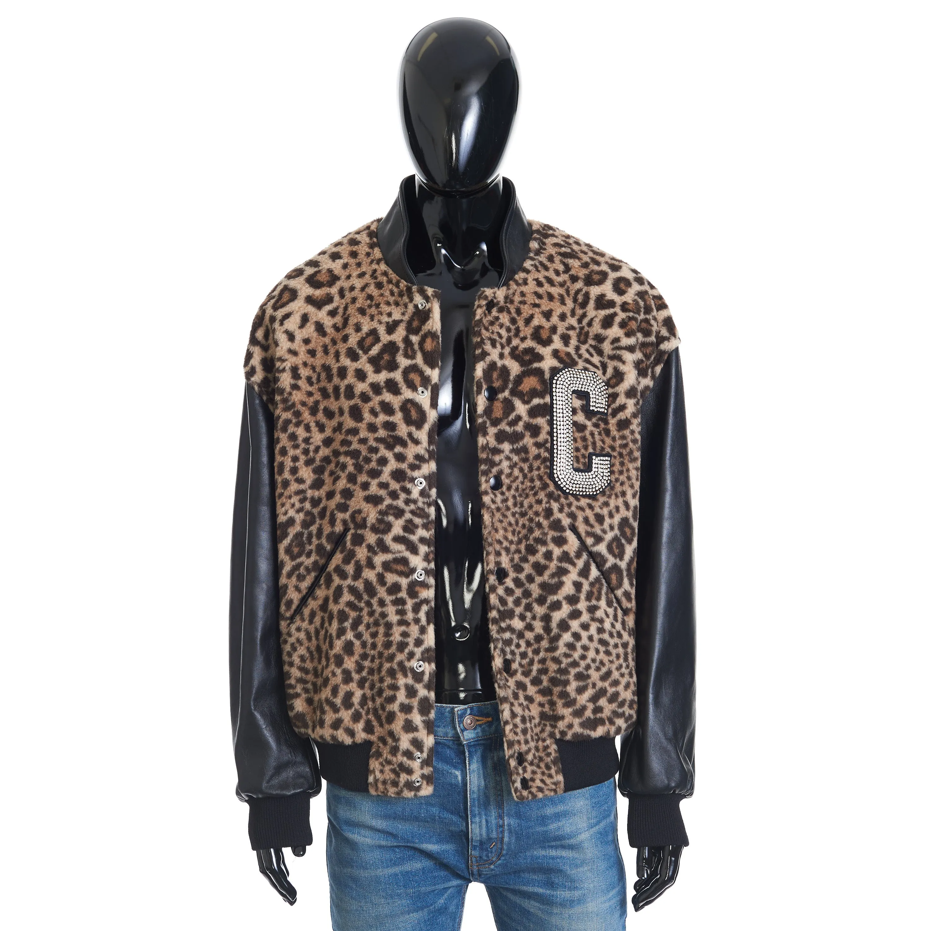 Teddy Jacket In Leopard-print Fleece With Embroidered Patch