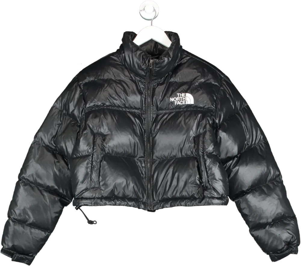 The North Face Black Down Filled Cropped Jacket UK L