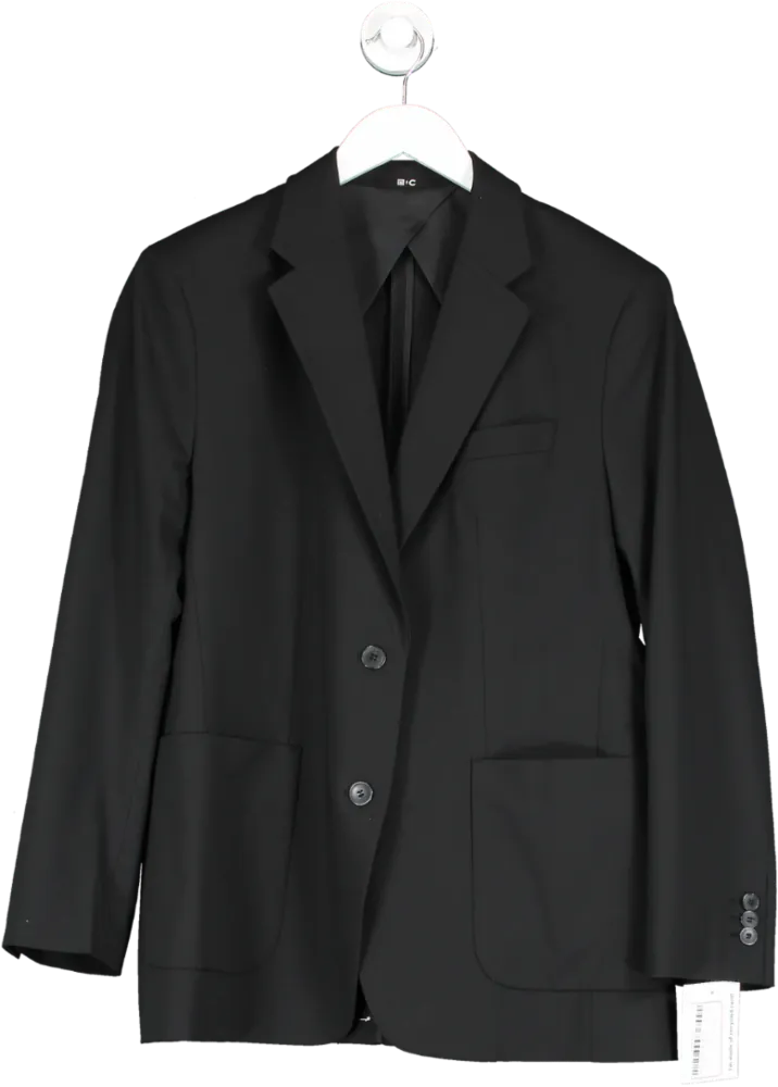 Uniqlo Black Double Breasted Blazer Jacket UK S