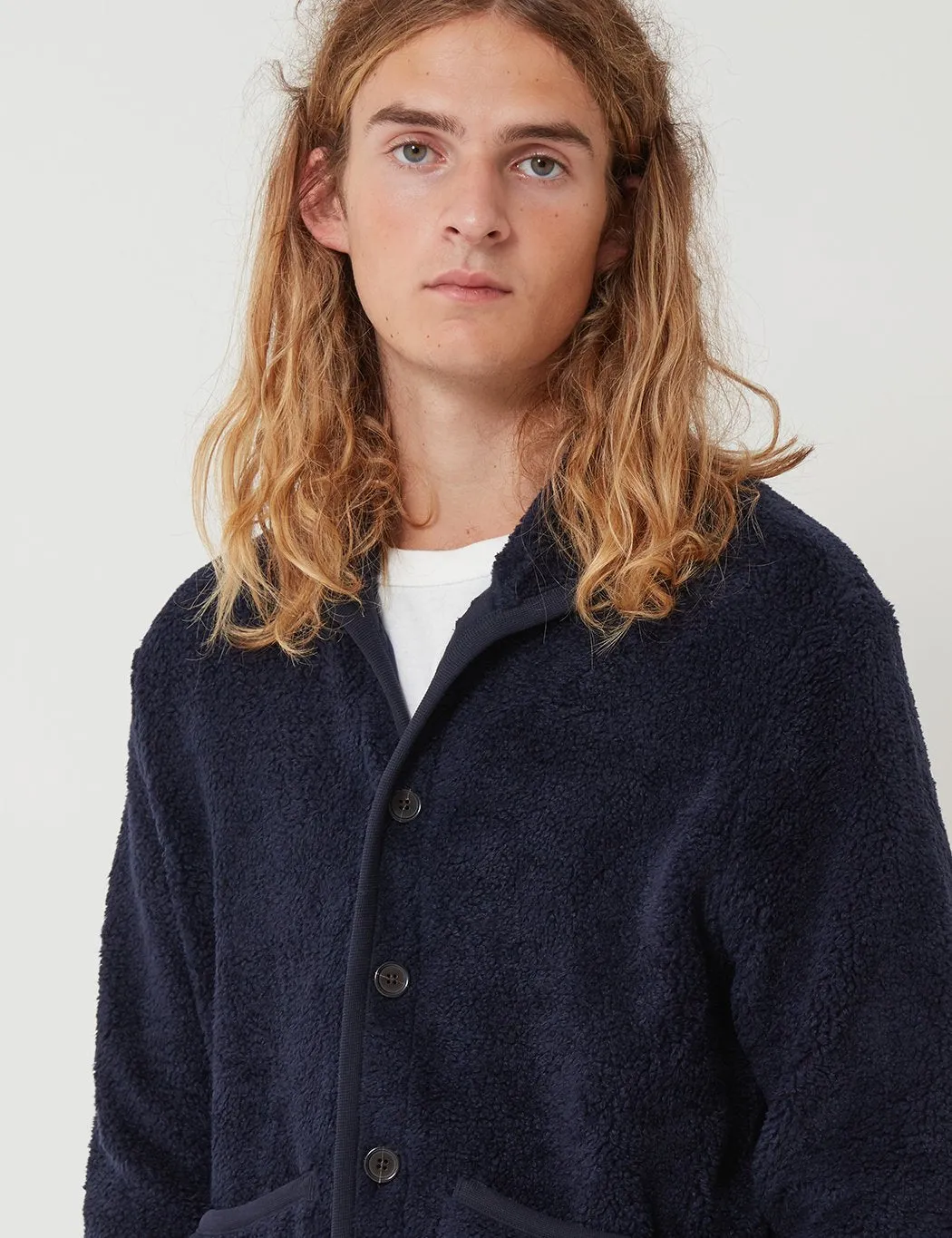 Universal Works Lancaster Jacket (Mountain Fleece) - Navy Blue