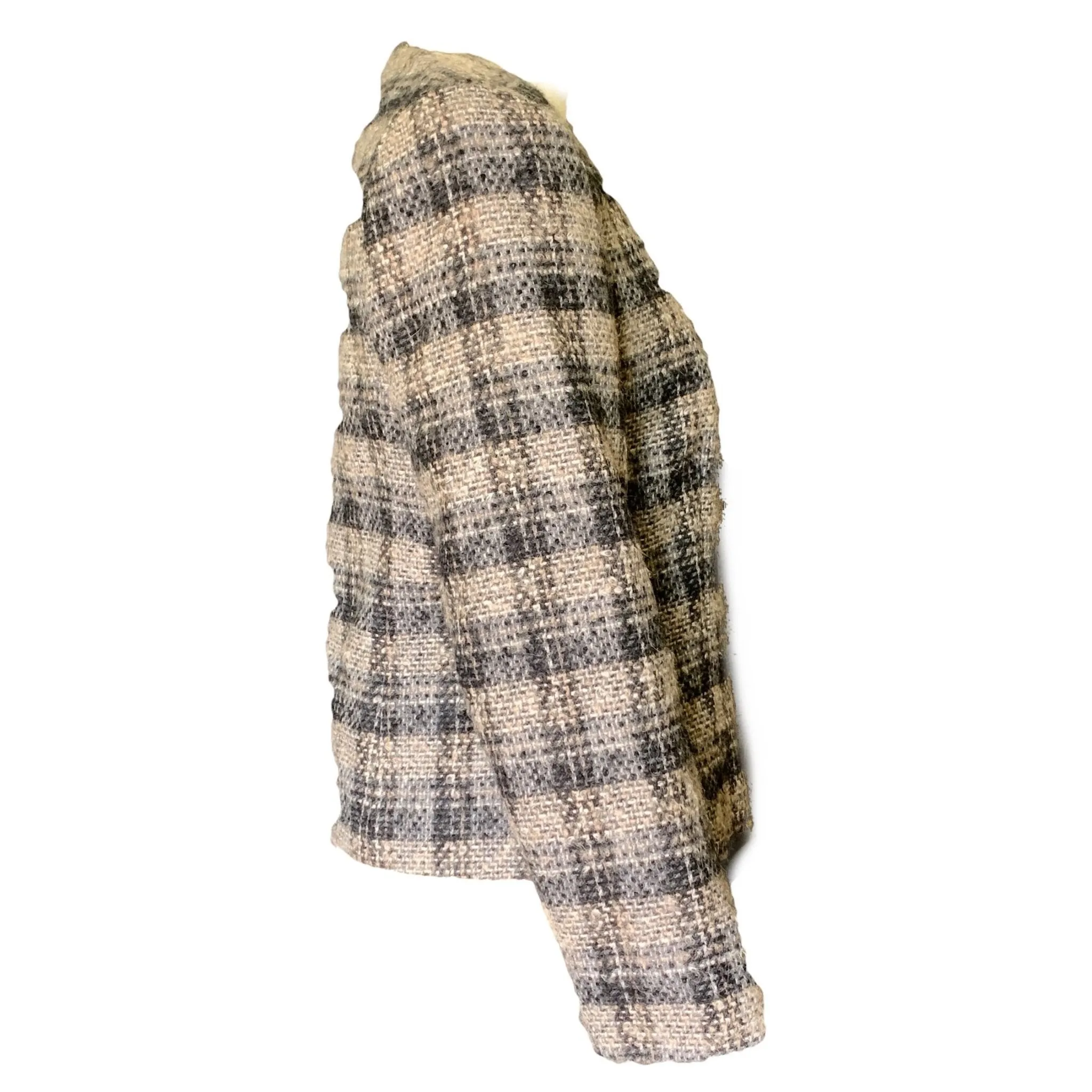 Vintage 1980s Wool  Blazer by Pendleton in a Black and Gray Plaid Check. Sustainable Fashion.