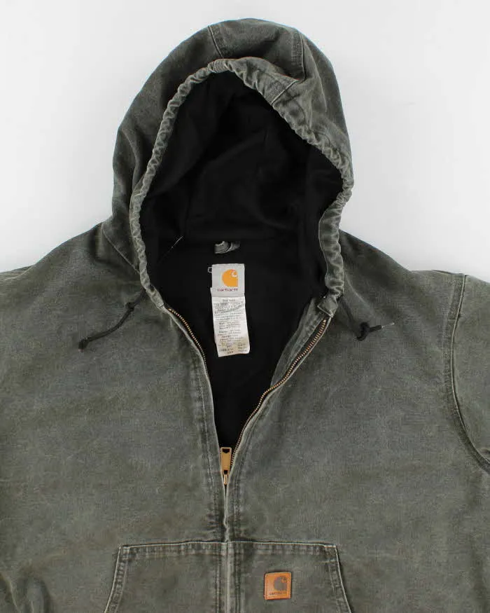 Vintage Mens Sage Green Carhartt Hooded Work Jacket - XXL