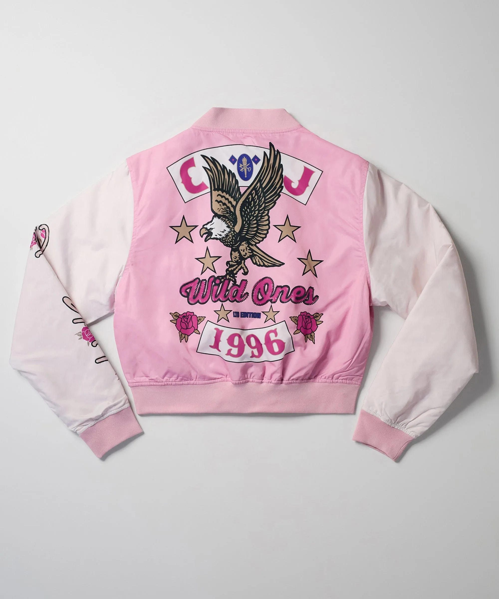 Women Wild Ones Eagle Varsity Jacket - Light Pink