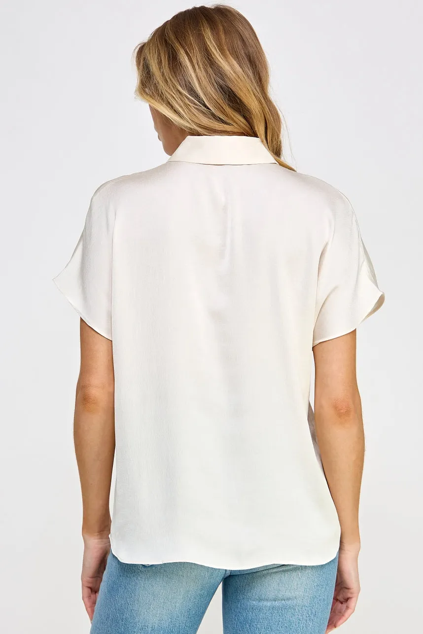 Yanya Cream Short Sleeve Ellison Top