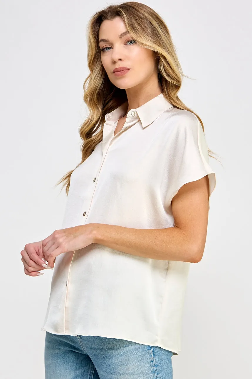 Yanya Cream Short Sleeve Ellison Top