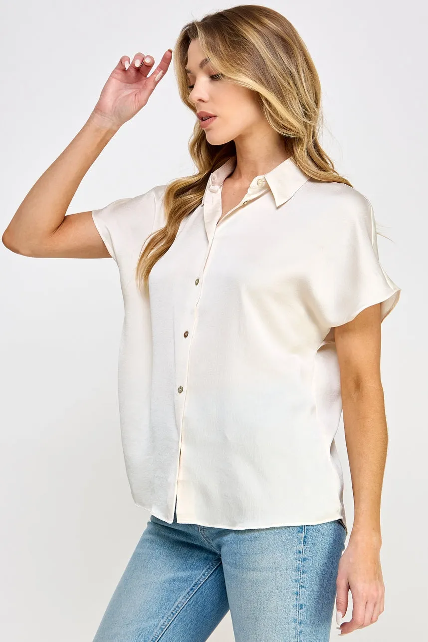 Yanya Cream Short Sleeve Ellison Top