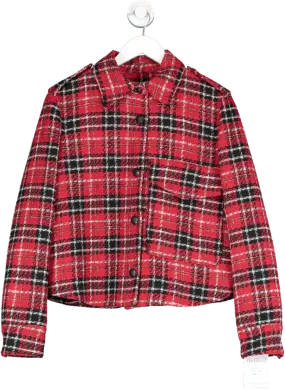 ZARA Red Boucle Plaid Jacket UK M